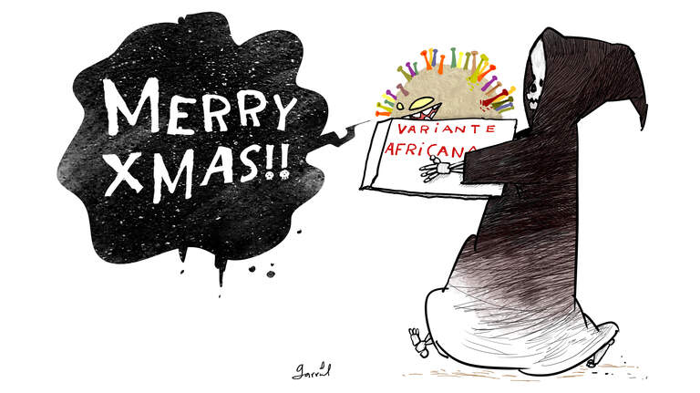 Galería de Caricaturas 4-12-2021: La nueva variante del COVID es un mal regalo de Navidad