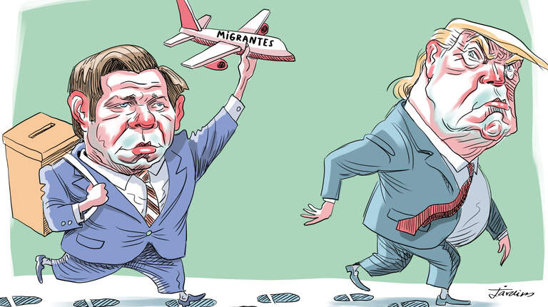Con el tema de inmigración, DeSantis sigue los pasos de Trump