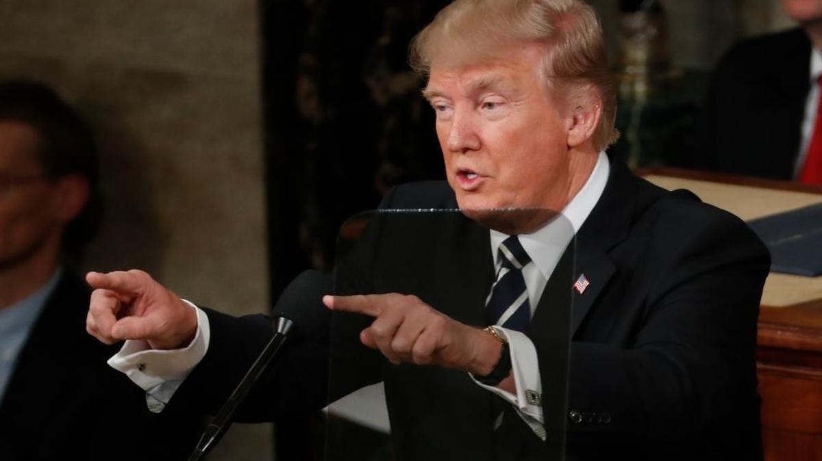 El presidente Donald Trump pronuncia un discurso ante el Congreso el 28 de febrero.