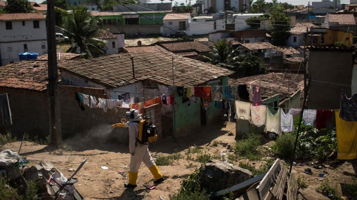 Un trabajador municipal rocía un insecticida contra mosquitos Aedes aegypti en un barrio de la ciudad brasileña de Campiña Grande, el pasado febrero. El Aedes aegypti transmite el virus del Zika.