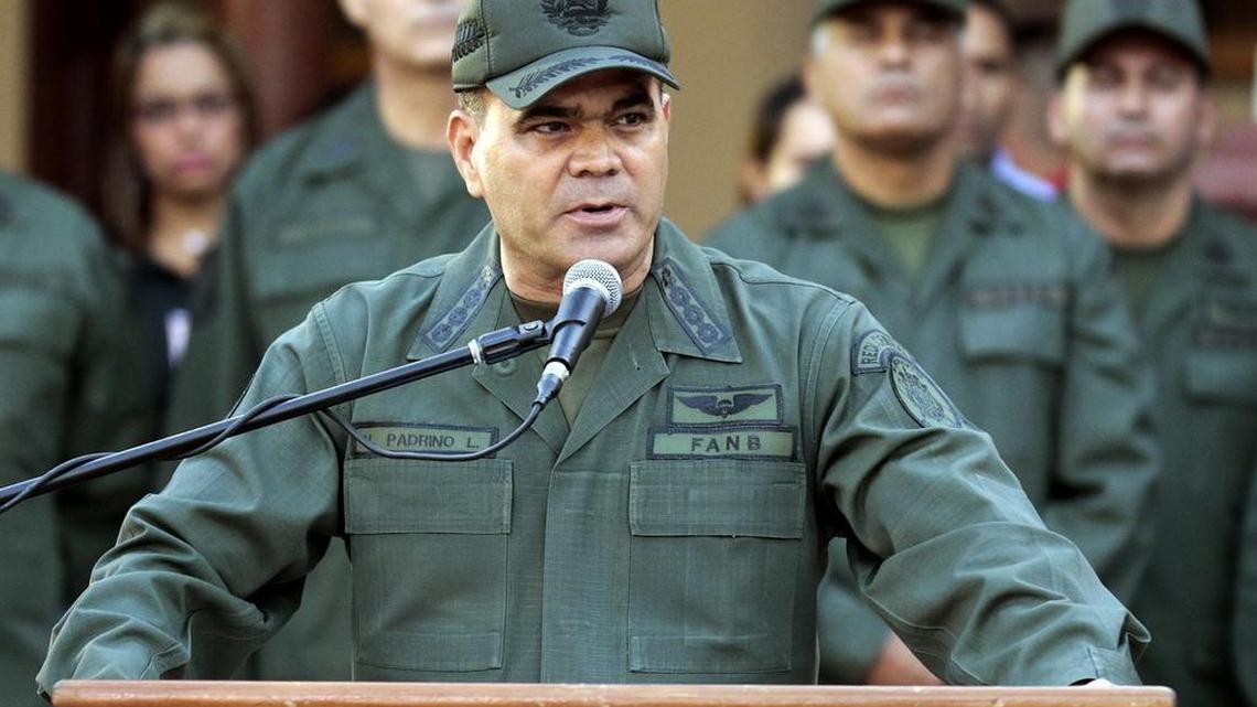 Handout picture released by the Venezuelan presidency press office showing Venezuelan Defense Minister Vladimir Padrino Lopez during a military parade at the mountain barracks where the remains of the late President Hugo Chavez lie, in Caracas on January 7, 2016. Venezuela’s armed forces Thursday vowed their unwavering support for Nicolas Maduro, as the new center-right opposition sought to oust the president, plunging the country deeper into crisis. AFP PHOTO / PRESIDENCIA RESTRICTED TO EDITORIAL USE - MANDATORY CREDIT “AFP PHOTO / PRESIDENCIA” - NO MARKETING NO ADVERTISING CAMPAIGNS - DISTRIBUTED AS A SERVICE TO CLIENTSHO/AFP/Getty Images
