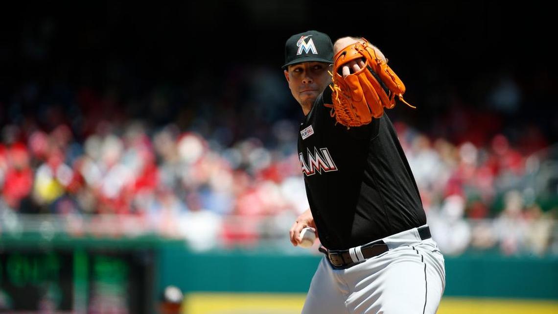 José Fernández, lanzador de los Marlins, se enfrenta a los Nacionales en Washington, el 15 de mayo del 2016.