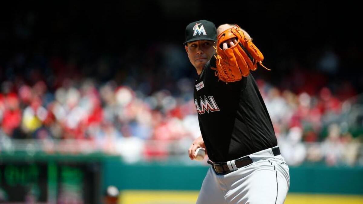 José Fernández, lanzador de los Marlins, se enfrenta a los Nacionales en Washington, el 15 de mayo del 2016.