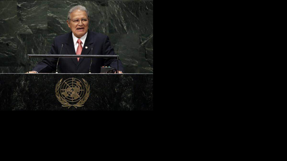
El presidente salvadoreño Salvador Sánchez Cerén habla en la Asamblea General de la ONU, en Nueva York, el viernes pasado.
