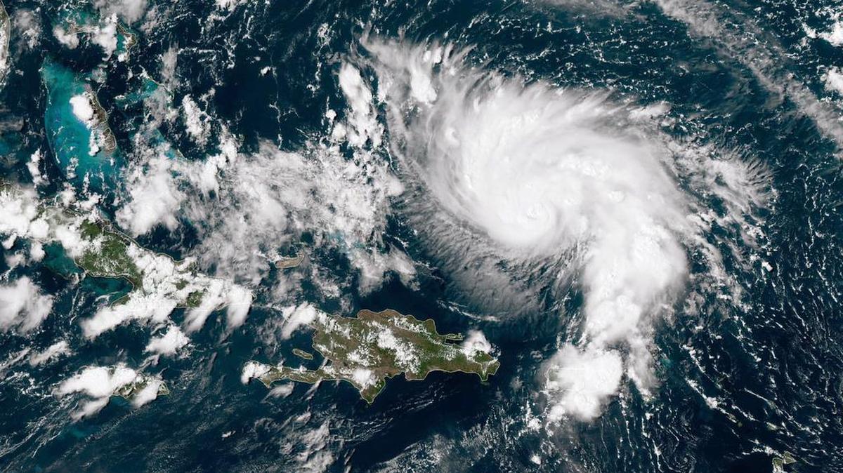 ATLANTIC OCEAN - AUGUST 29: In this NOAA GOES-East satellite image, Hurricane Dorian leaves the Caribbean Sea and tracks towards the Florida coast taken at 18:40Z August 29, 2019 in the Atlantic Ocean. According to the National Hurricane Center Dorian is predicted to hit Florida and the northern Bahamas as a Category 3 storm, bringing heavy rains and sustained winds of 125 mph.