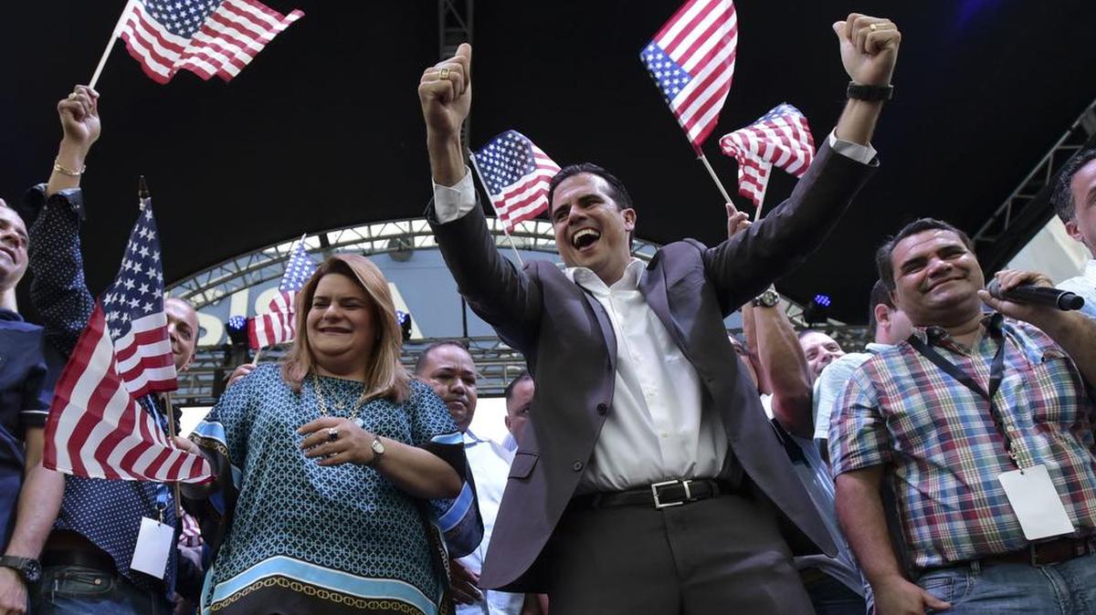 El gobernador de Puerto Rico, Ricardo Rosselló, celebra el resultado a favor de la estadidad en el referendo del 11 de junio.