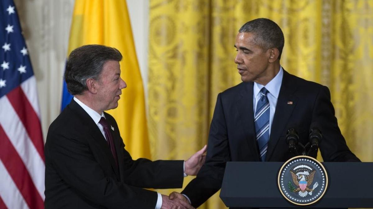 El presidente de EEUU, Barack Obama, y su homólogo de Colombia, Juan Manuel Santos, se reúnen en la Casa Blanca.