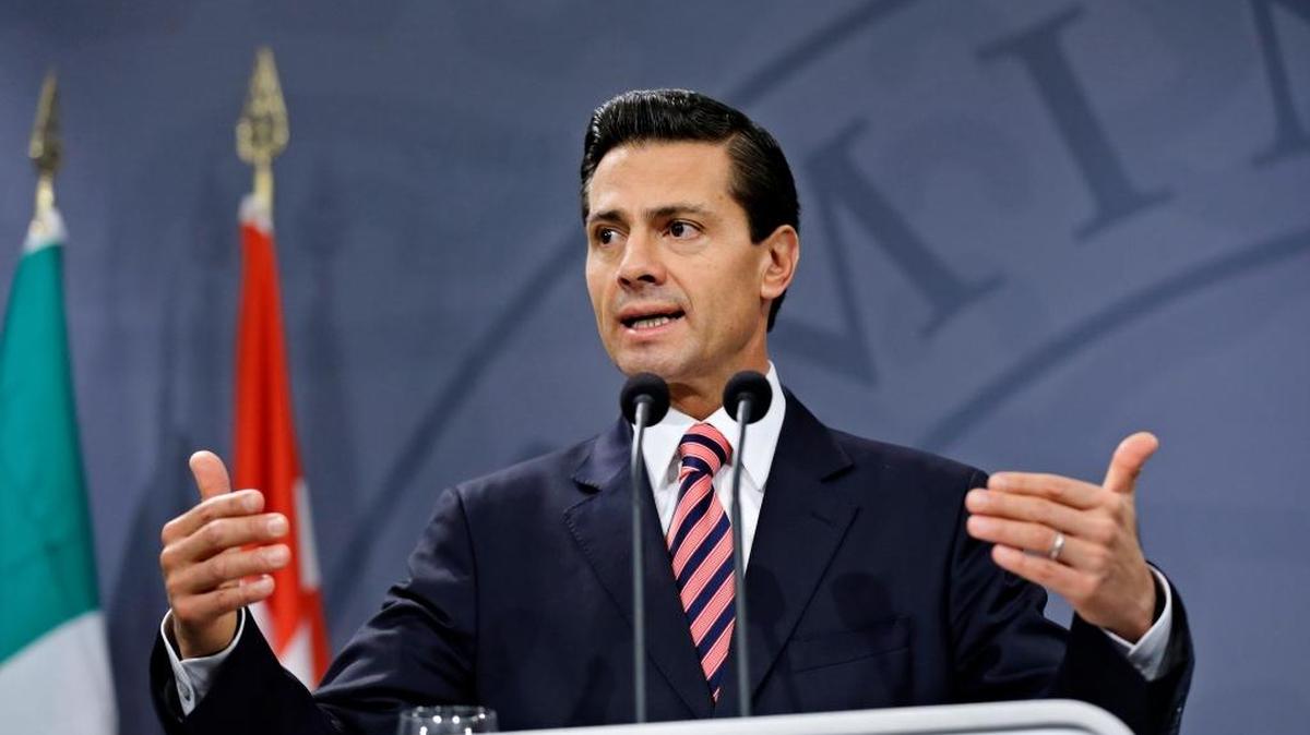 El presidente mexicano Enrique Peña Nieto en conferencia de prensa en Copenhagen el 14 de abril.