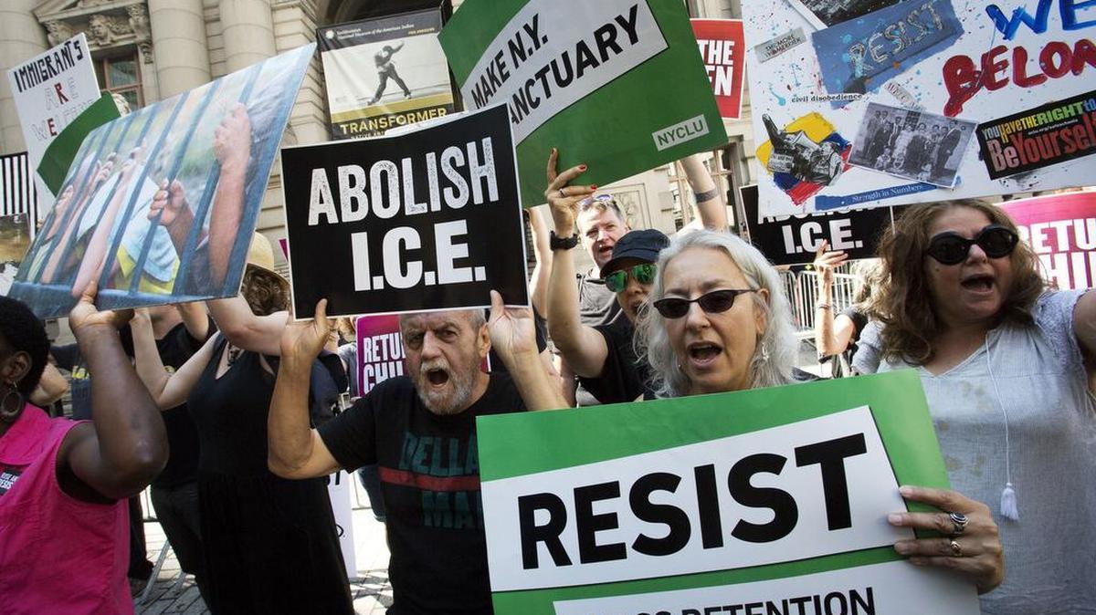 Manifestantes protestan en Nueva York contra la política migratoria de tolerancia cero del presidente Trump, el 31 de julio.