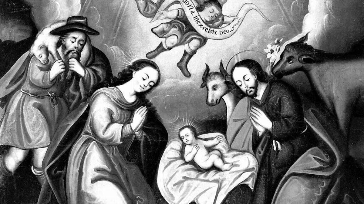 “El Nacimiento”, oleo anónimo, siglo XVII, Escuela del Cuzco.