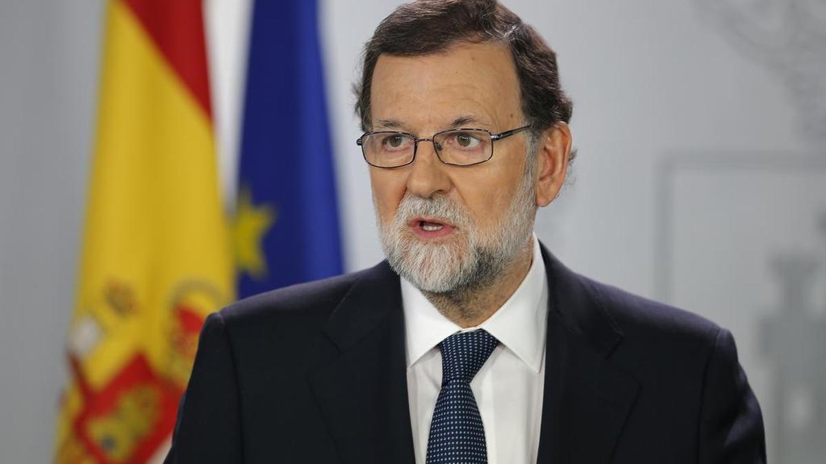 Spain’s Prime Minister Mariano Rajoy speaks during a press conference at the Moncloa Palace in Madrid, Spain, Wednesday, Oct. 11, 2017. The Spanish Cabinet met in Madrid Wednesday to work out its response to an announcement from the head of the wealthy Catalonia region that he was proceeding with a declaration of independence, further fueling Spain’s worst political crisis in decades. (AP Photo/Paul White)