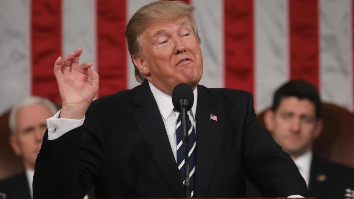 El presidente Donald Trump en su discurso al Congreso de EEUU el 28 de febrero.