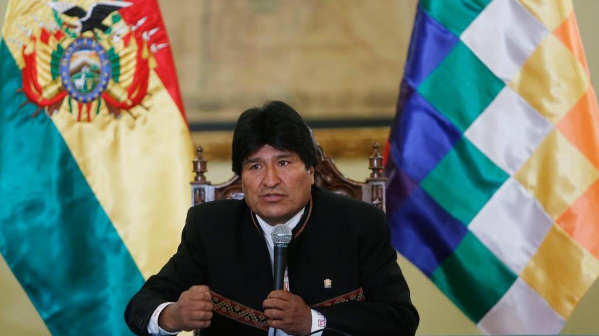 El presidente de Bolivia, Evo Morales, en conferencia de prensa en La Paz, el 29 de febrero.