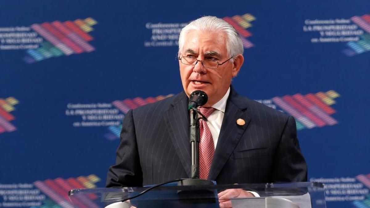 El secretario de Estado norteamericano, Rex Tillerson, habla durante la conferencia de Prosperidad y Seguridad en Centroamérica el 15 de junio en Miami.