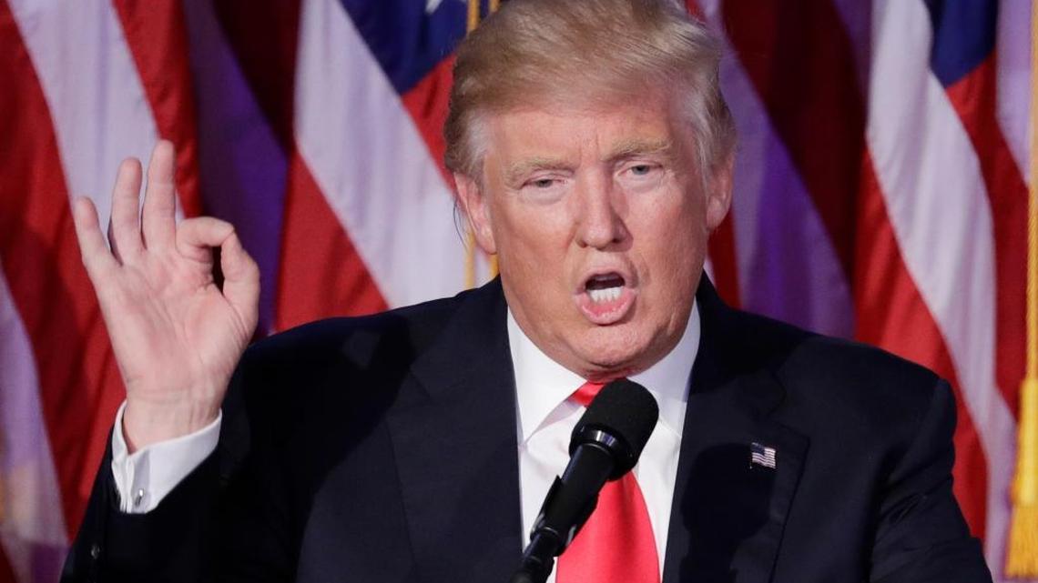 El presidente electo Donald Trump ofrece su discurso de aceptación la madrugada del miércoles en Nueva York.