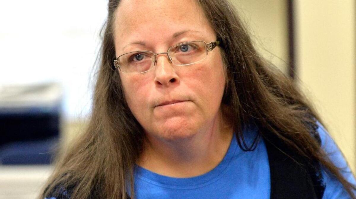 
Kim Davis, funcionaria municipal del Condado de Rowan, que se opone al matrimonio homosexual.
