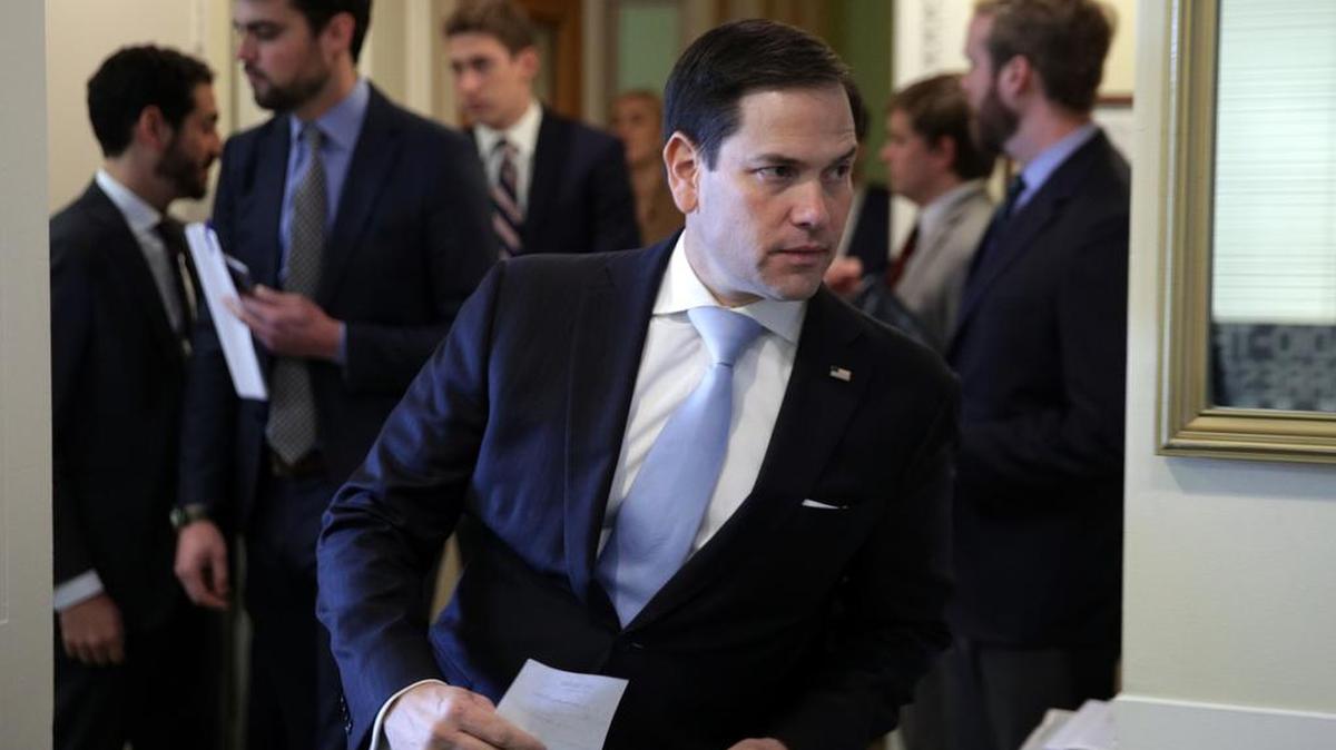 U.S. Senator Marco Rubio arrives at a press conference in Washington, D.C., in April. In a new publication, Rubio lays out a critique of how U.S. businesses are investing, saying they are sacrificing long-term productivity — and national security — for short-term shareholder gains.