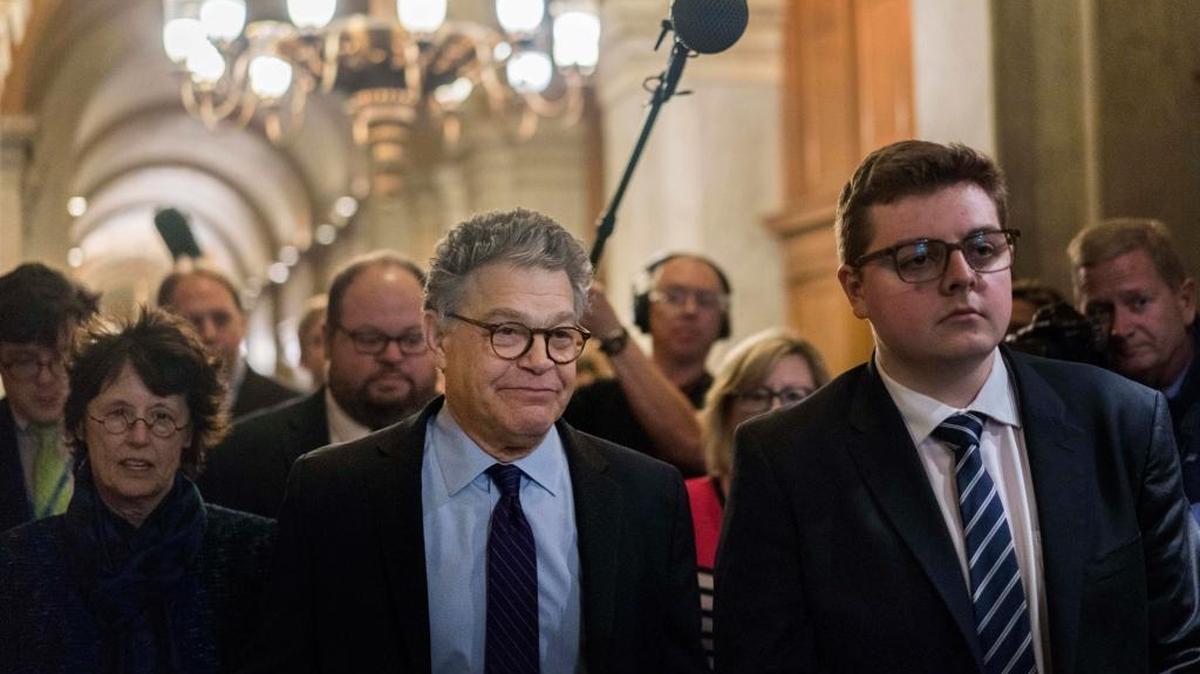 Sen. Al Franken, D-Minn, leaves the Senate floor after delivering his resignation speech on Thursday.