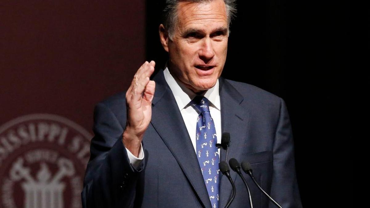 El ex candidato presidencial republicano Mitt Romney habla en Mississippi State University, en Starkville, en enero de este año.