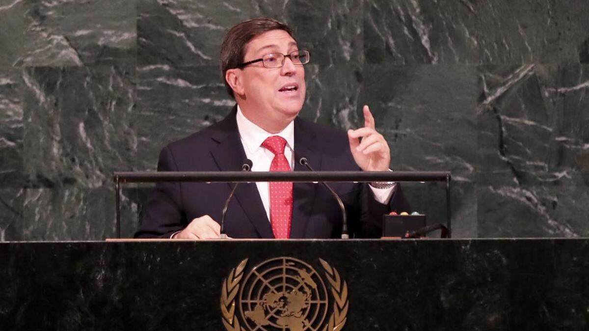 El canciller cubano Bruno Rodríguez se dirige a la Asamblea General de las Naciones Unidas en Nueva York, el 22 de septiembre de 2017.