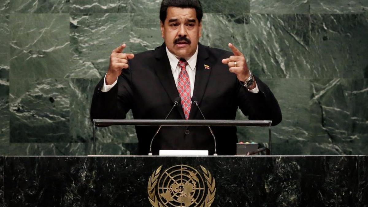 
El gobernante de Venezuela Nicolás Maduro se dirige a los asistentes a la Asamblea General de Naciones Unidas el 29 de septiembre.
