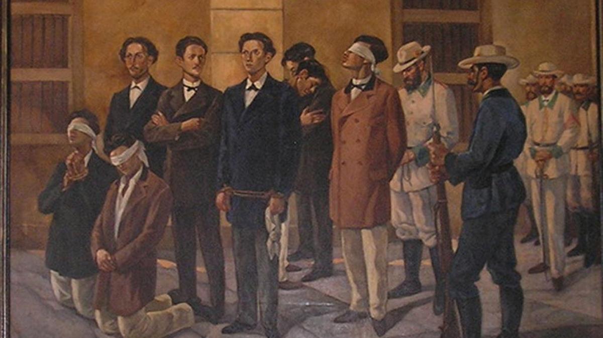 Cuadro que recoge el fusilamiento de los ocho estudiantes de medicina, en 1871.