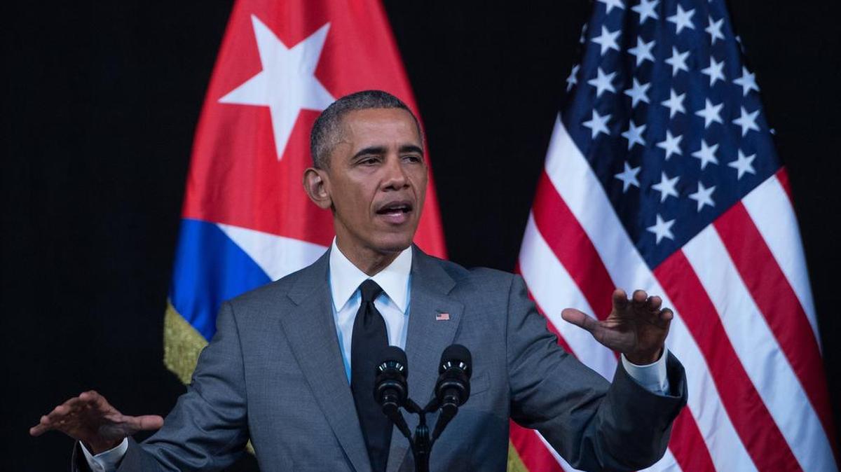 El presidente Barack Obama pronuncia un discurso en el Gran Teatro de la Habana el lunes 22 de marzo, en el que destacó los valores de la democracia y la libertad de expresión.