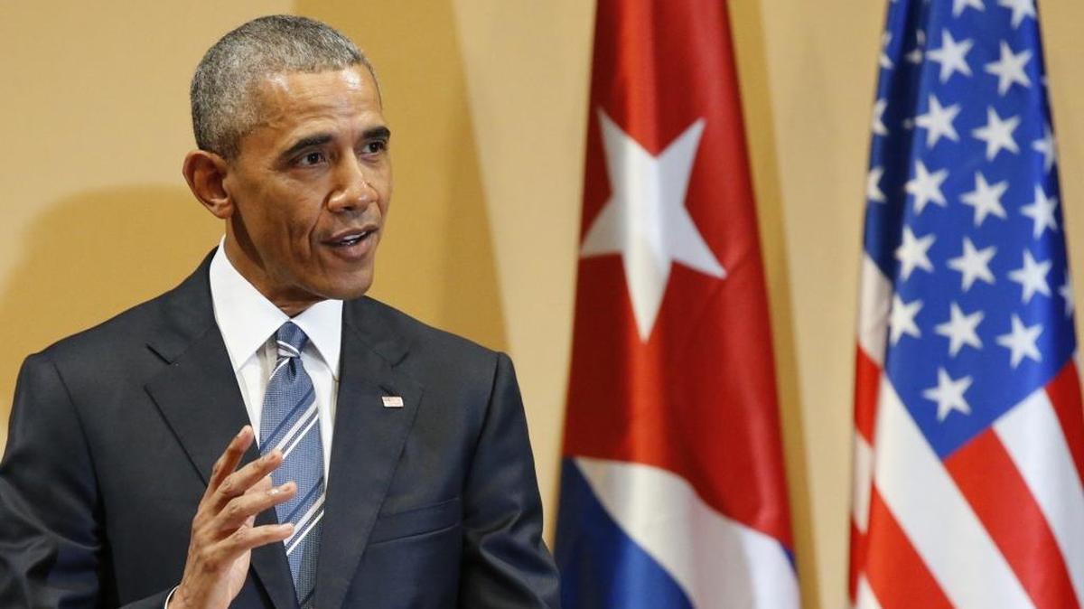 El presidente Barack Obama pronuncia un discurso en el Palacio de la Revolución, en La Habana, el 21 de marzo del 2016. Obama anunció el restablecimiento de las relaciones con Cuba el 14 de diciembre del 2014.