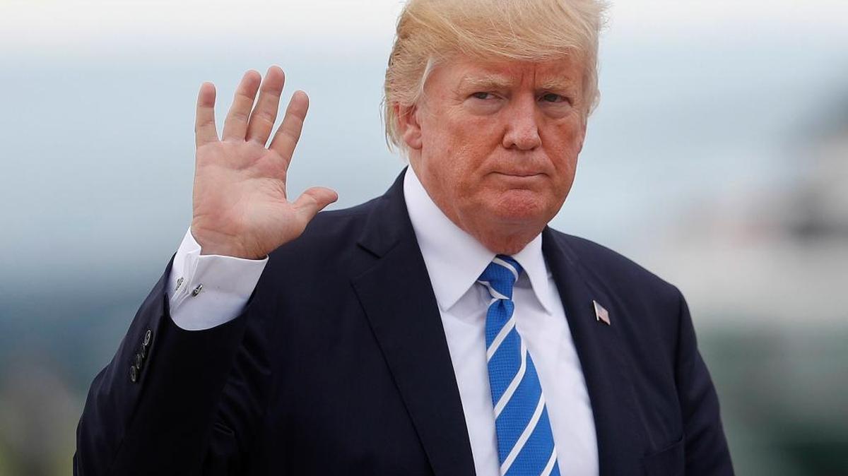 El presidente Donald en camino al Air Force One en el Hagerstown Regional Airport, el 18 de agosto.