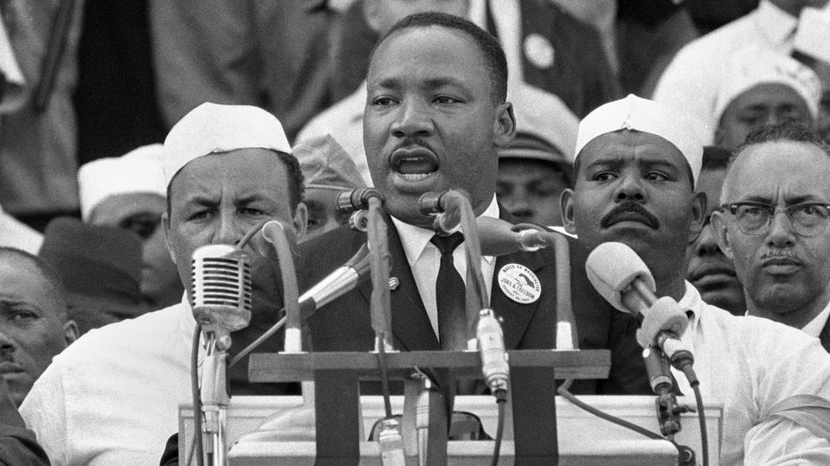Imagen de archivo del líder de los derechos civiles Martin Luther King Jr., dando su discurso, “I Have a Dream” (Tengo un Sueño), frente al Lincoln Memorial en Washington D.C., el 28 de agosto de 1963.