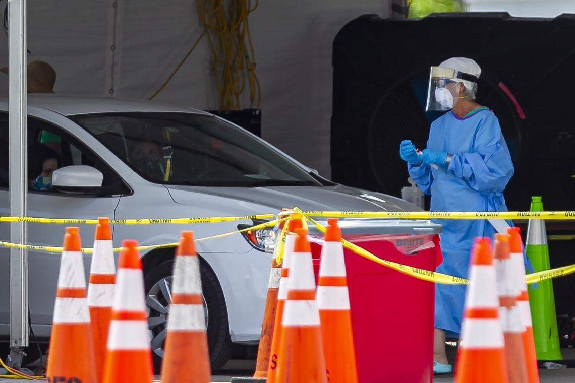 Coronavirus testing on July 8, 2020 at Hard Rock Stadium in Miami Gardens.