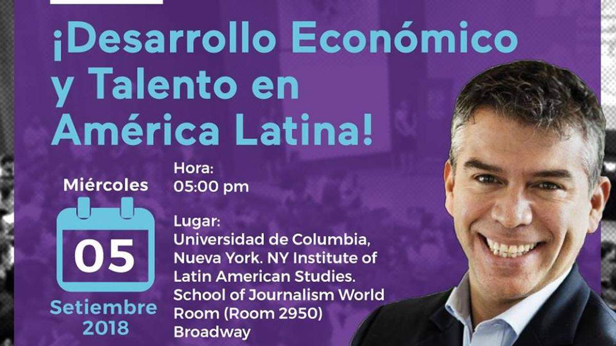 Afiche de promoción de una conferencia del político peruano Julio Guzmán, del Partido Morado. Tomado de su cuenta de Facebook.