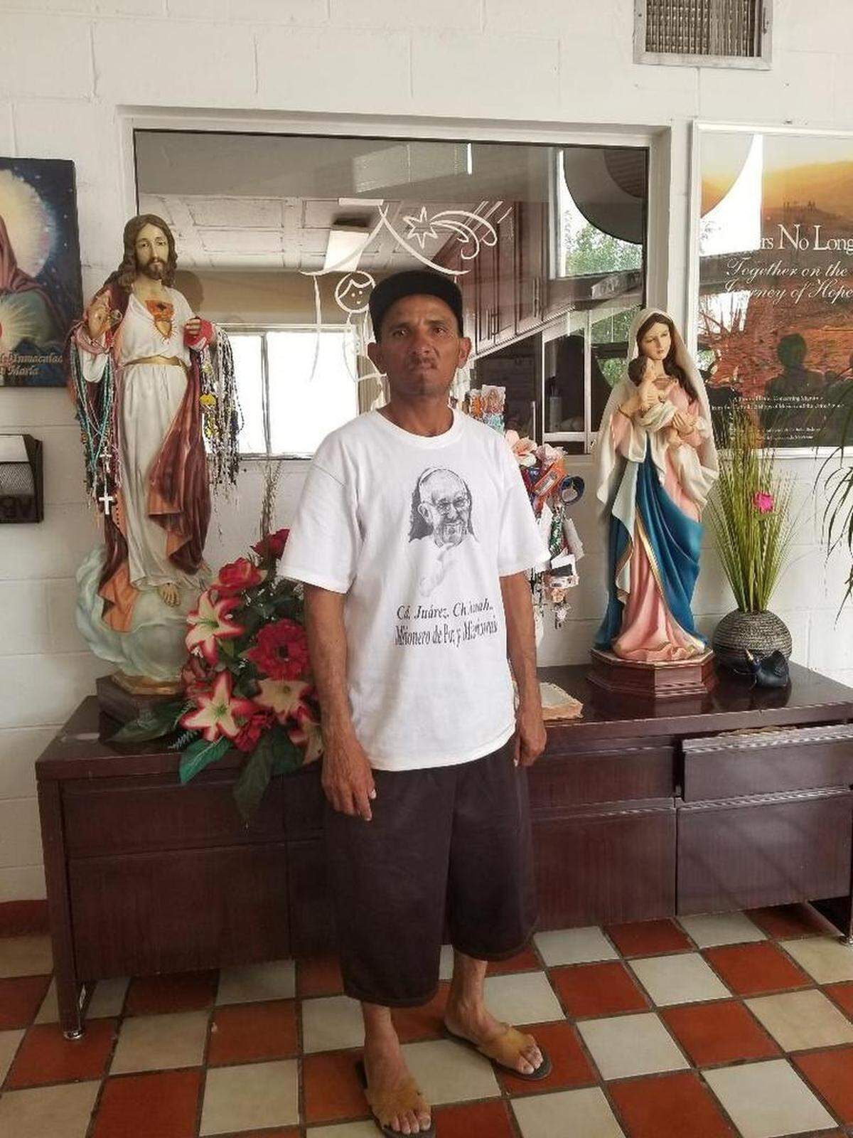 Juan Raúl Rivera en La Casa del Migrante en Ciudad Juárez, México.