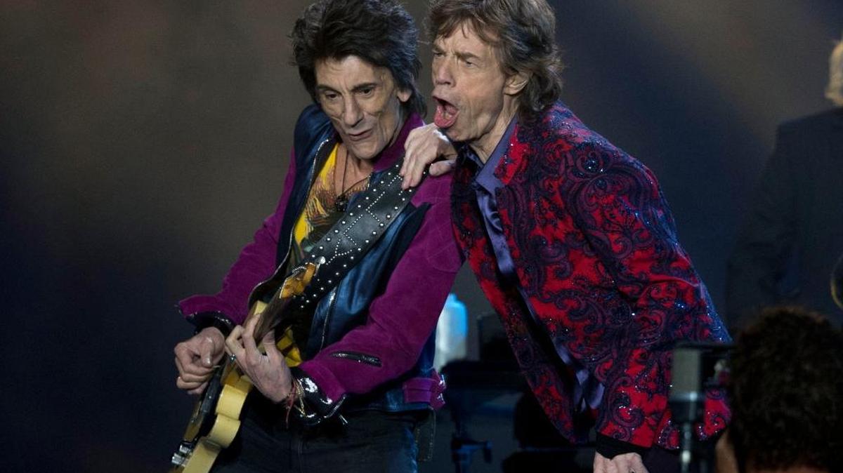 Ron Wood y Mick Jagger durante el concierto de los Rolling Stones en el Foro Sol de la Ciudad de México el 14 de marzo del 2016.
