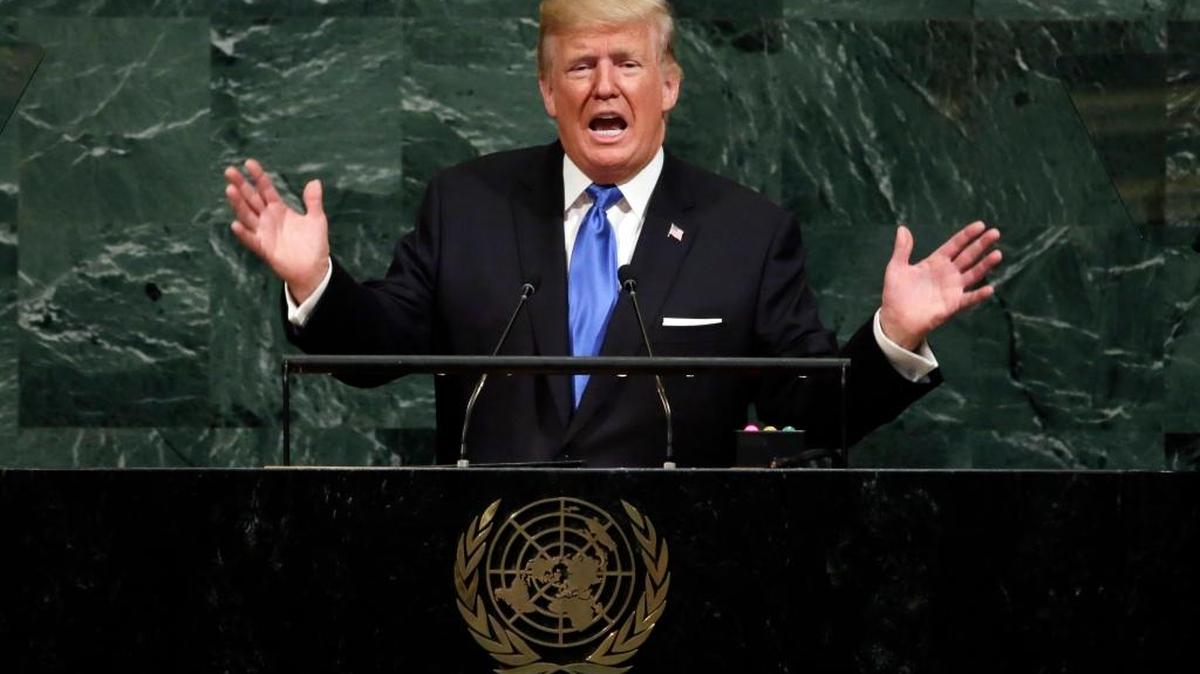 El presidente Donald Trump se dirige a la Asamblea General de Naciones Unidas, en septiembre.