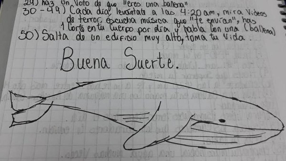 Algunos de los peligrosos retos del juego “Ballena azul” que se promueve en las redes sociales.