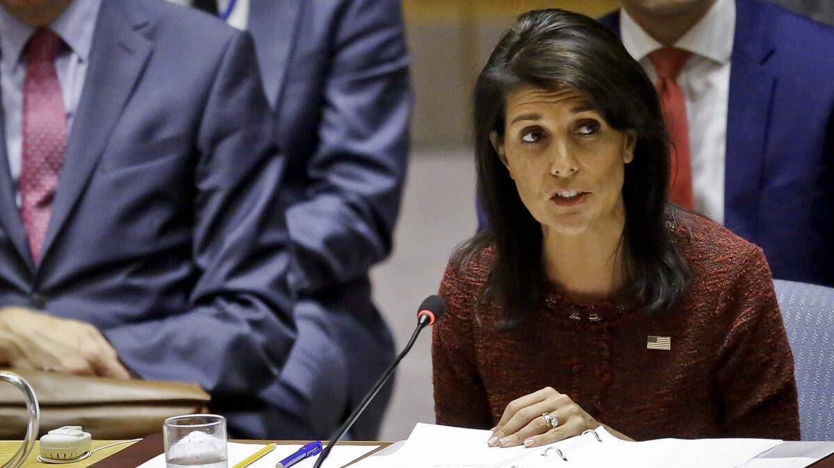 Nikki Haley, embajadora de Estados Unidos ante las Naciones Unidas, se dirige al Consejo de Seguridad de la ONU, el 21 de septiembre de 2017.