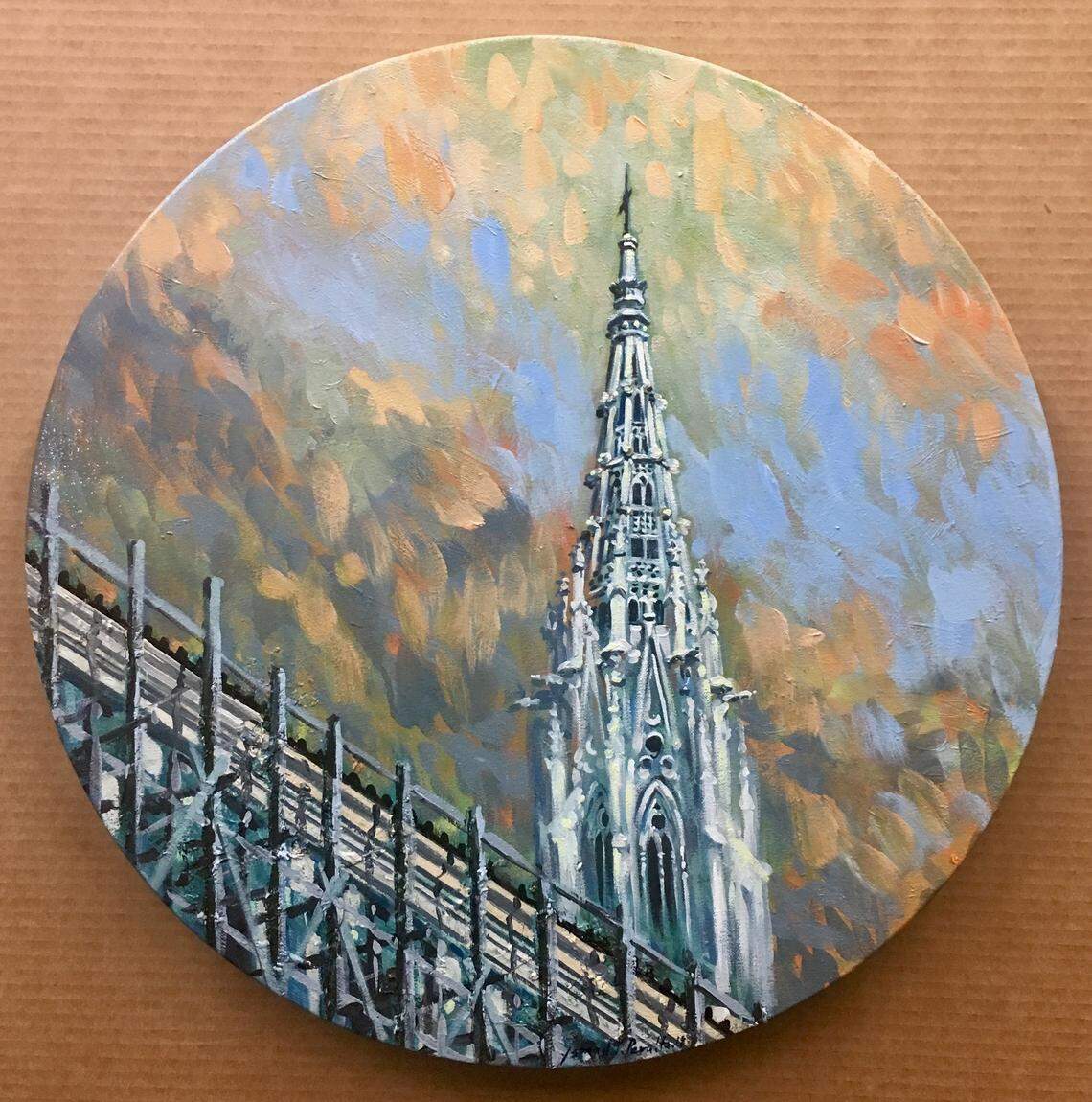 Obra de Ismael Gómez Peralta, uno de los artistas participantes en “Circular Reflections” en Westchester Regional Library.