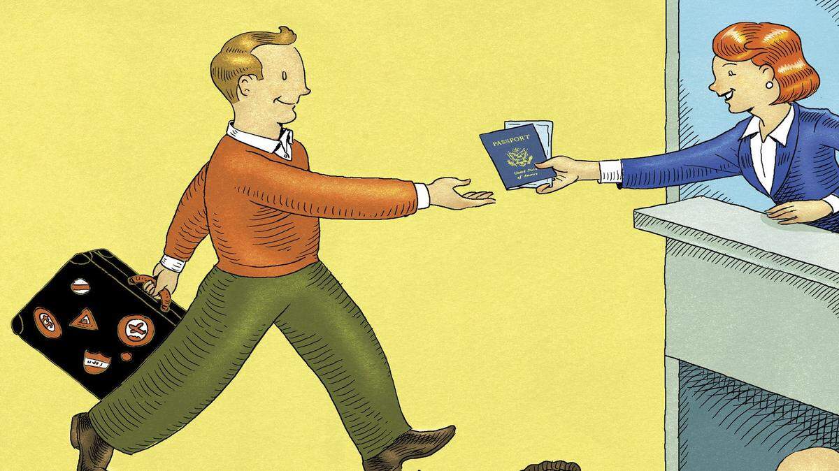 Ilustración del proceso de aplicar a los programas de visas para visitar y vivir en Estados Unidos.