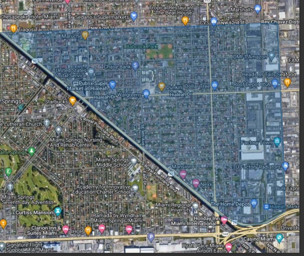 La segunda opción tendría una extensión de 1,126 acres, en un área delimitada al norte por 9th St, al sur por la autopista SR 112, al oeste por Okeechobee Road y al este por límites de la ciudad que colinda con Brownsville, Gladeview, West Little River, todas áreas no incorporadas del condado.