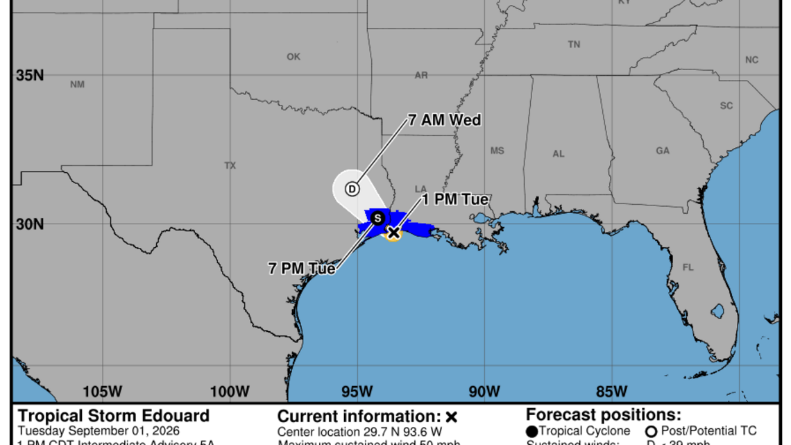 Tormenta Edouard toca tierra entre Texas y Louisiana. Amenaza con inundaciones