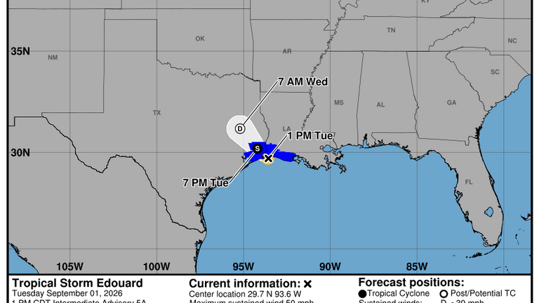 Tormenta Edouard toca tierra entre Texas y Louisiana. Amenaza con inundaciones