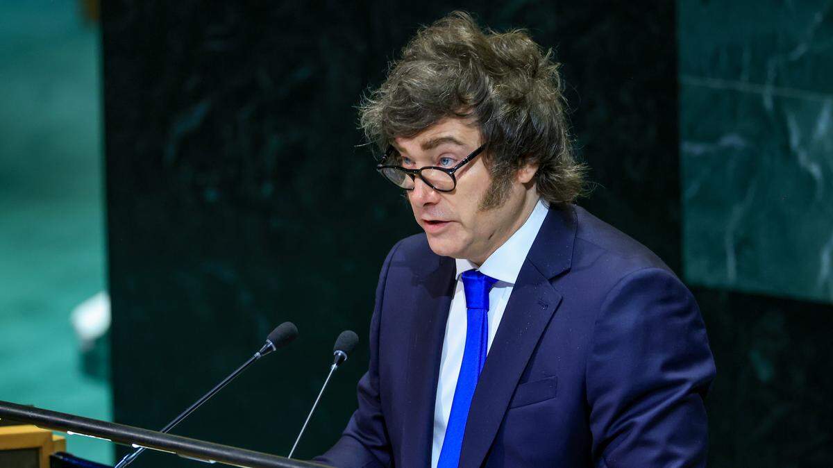 El presidente de Argentina, Javier Milei, da un discurso durante la Sesión 80 de la Asamblea General de la ONU, el 24 de septiembre de 2025.