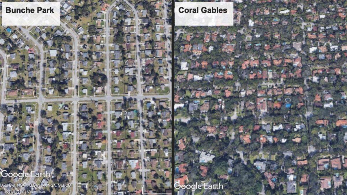 Bunche Park (izquierda) y Coral Gables.