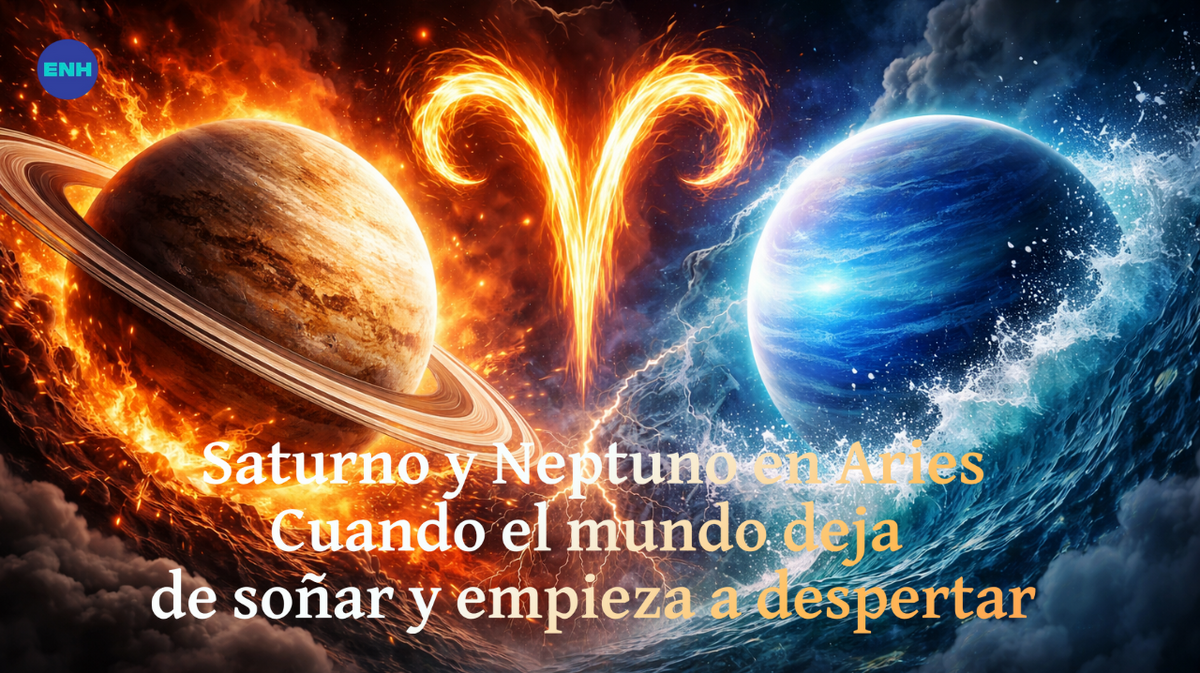 La conjunción de Saturno y Neptuno en Aries es un evento mayor que toca la vida individual, sacude estructuras sociales, creencias, formas de autoridad y modos de entender la realidad.