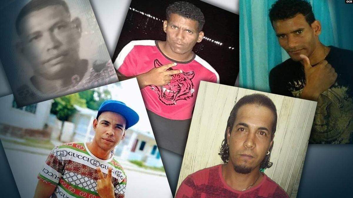Fotos de las redes sociales de cinco personas detenidas durante las protestas en Caimanera, Cuba.