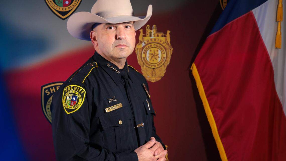 Texas’ Bexar County Sheriff Javier Salazar is photographed at the sheriff’s office while leading a team in a criminal investigation that is underway regarding the Martha’s Vineyards flights.