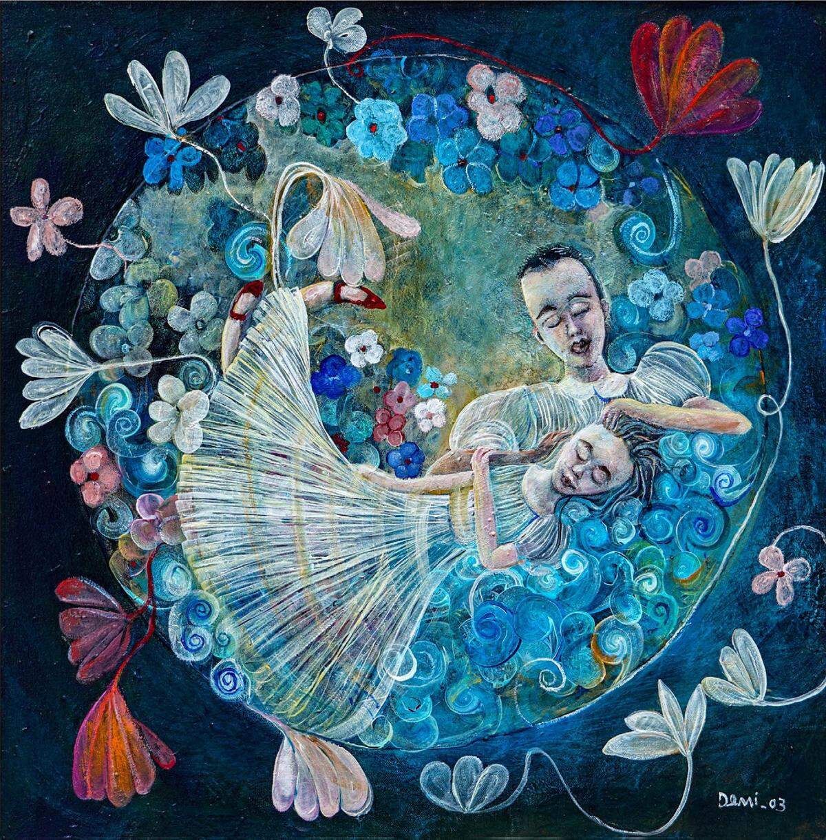 ‘Two Artists, One Love (Dos Artistas, Un Amor)’, 2003, acrílico sobre lienzo, 24 x 24 pulgadas.