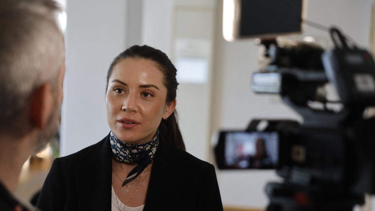 Defence lawyer Martina Michaelsdotter Olsson talks to journalists ahead the start of a trial against a Swedish man suspected of exploiting his "vulnerable" wife to have sex with scores of men for payment, in Harnosand, Sweden, on April 10, 2026. The 62-year-old Swedish suspect, who denies the charges, was arrested in October after his wife reported him to police in the north of the country. (Photo by Mats ANDERSSON / various sources / AFP via Getty Images) / Sweden OUT