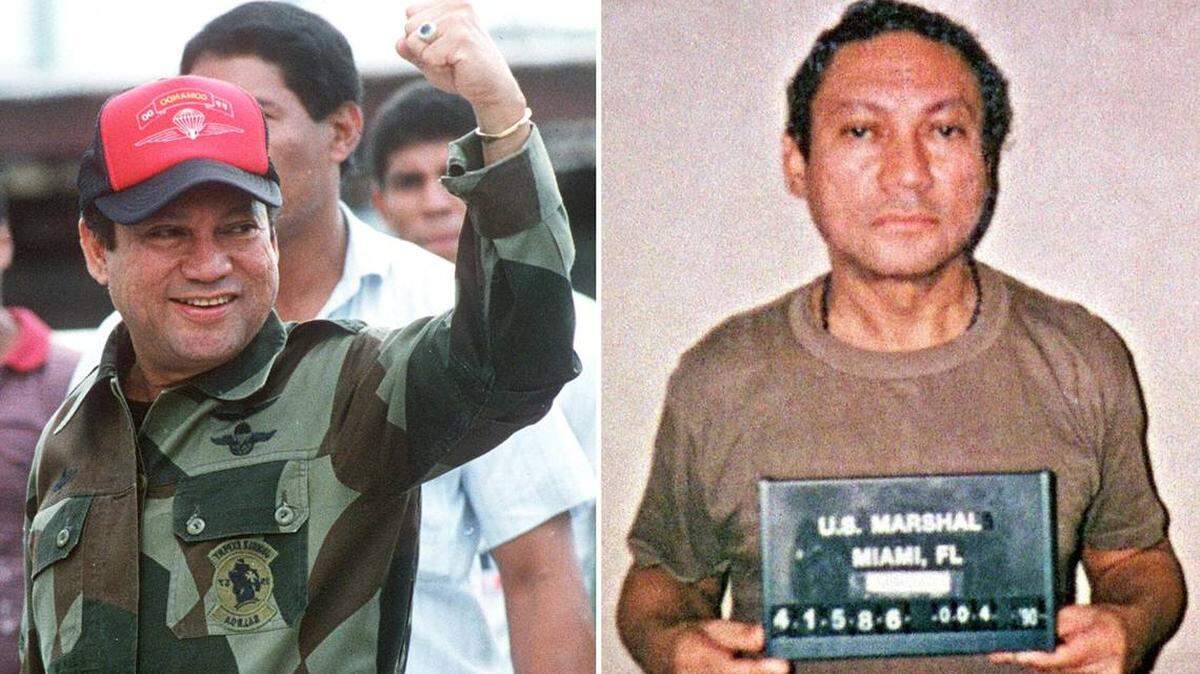 El general panameño Manuel Noriega, en octubre de 1989, en Panama y en enero de 1990, en Miami.